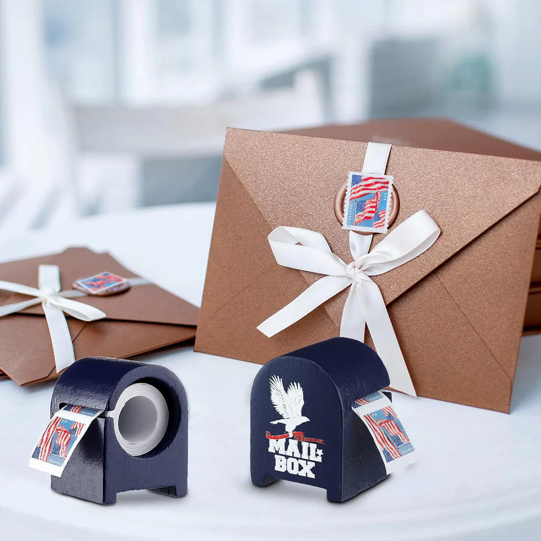 Very Cool & Clever Wooden Mini Mailbox Postage Stamp Dispenser - Free Shipping!